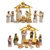 Lighted Up Resin Holy Family Statue Christmas Festival Decor Miniature Centerpiece for Living Room Table Decoration