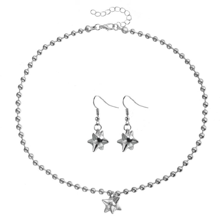 Delicate Spikes Earrings And Necklace Set Elegant Cone Pendant Necklace With Earrings Adornment Set For Daily Wear 1