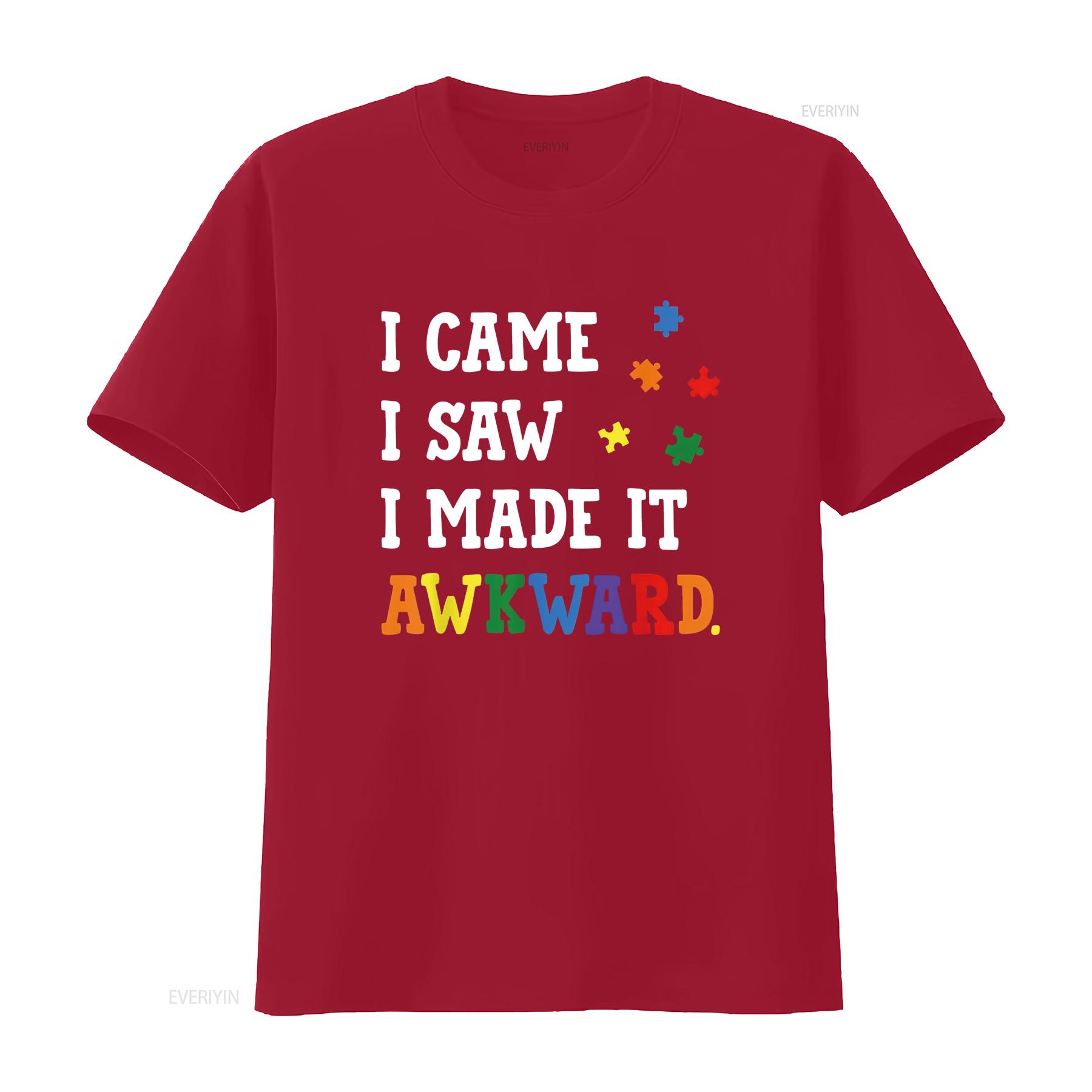 

Mens I came saw made it Awkward Autism Awareness Puzzle T Shirt Black 4X Large vintage Washed graphic homme fashion Soft S