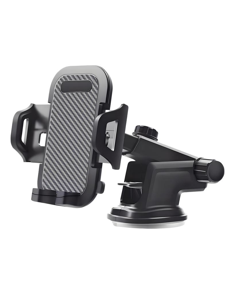 Car Mobile Phone Holder with Telescopic Suction Cup, Air Outlet Clip, and Carbon Fiber Panel Mount for the Navigator and Instrument Panel.