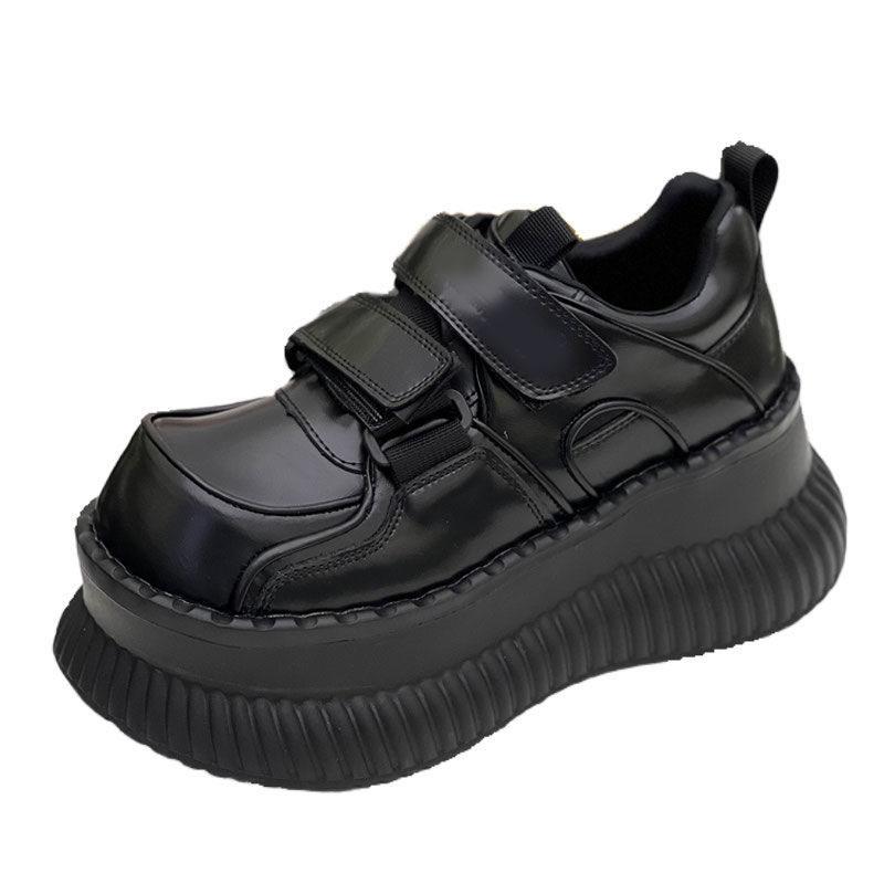 Fashion Retro Thick Soled Women's Shoes 2025 Spring Autumn Solid Color Big Head Casual Platform Increased 7cm High Heels Women Sneakers