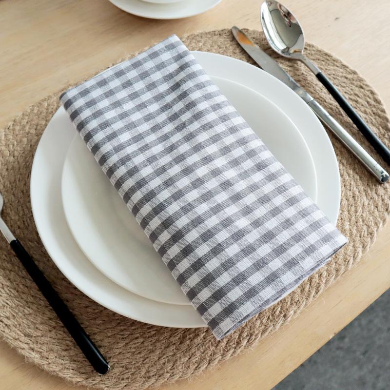 Fabric Napkin Kitchen Towel Wholesale Household Plaid Napkin Cotton, Square Napkin Cloth Tea Towel