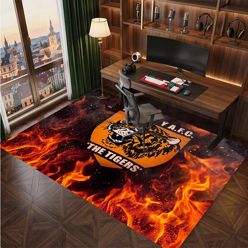 Tappeto in Velluto di Cristallo con Stampa Calcio Hull City, Comodo Assorbente d'Acqua Antiscivolo Tappeto per Pavimento Interno