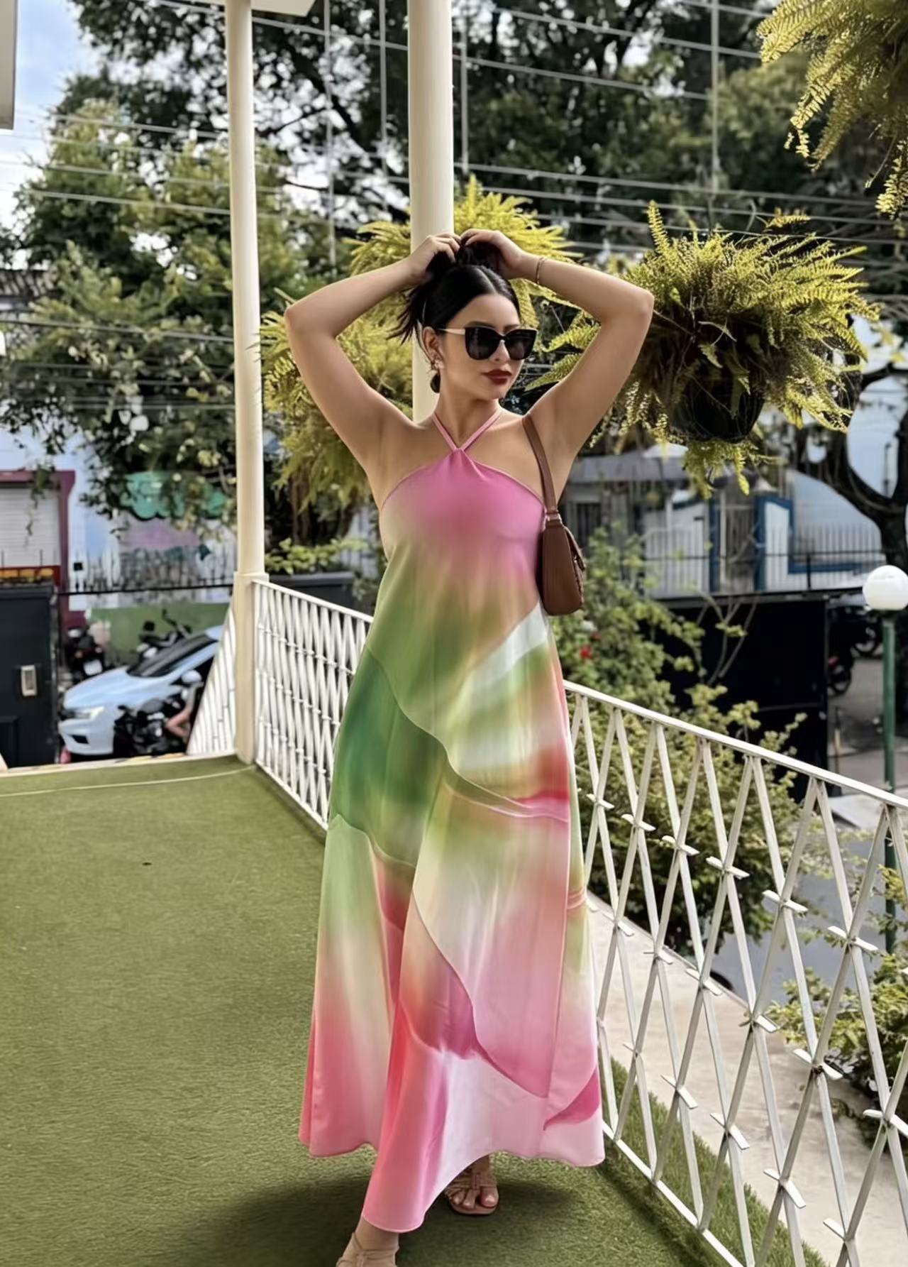 2026 European and American Summer New Fashion Rainbow Gradient Print Women s Dress Wholesale S