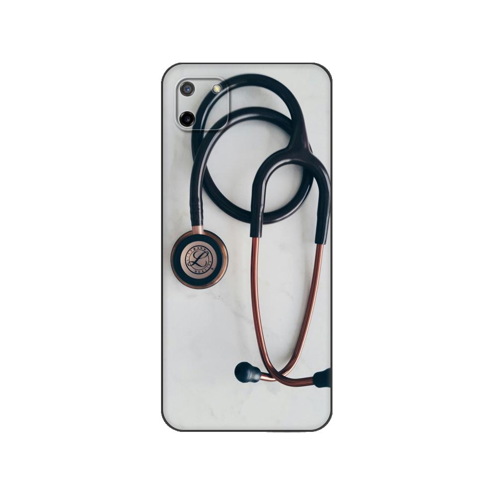 Schwarze TPU-Hülle für OPPO Realme C11 2020 2021 C20 C21 C21Y C25Y Rückseite Krankenschwester Medizinisch Medizin