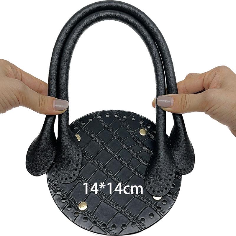 Handgewebte Lederhenkeltasche mit selbstgemachten Strohriemen