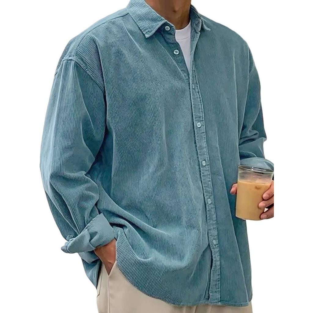 Nuevas Camisas de Pana para Hombre Manga Larga Casual Holgadas Gruesas para Otoño Invierno Streetwear