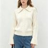 Autumn and Winter Flared Sleeve Sweater Women's Pullover New Lapel Knitted Sweater Top