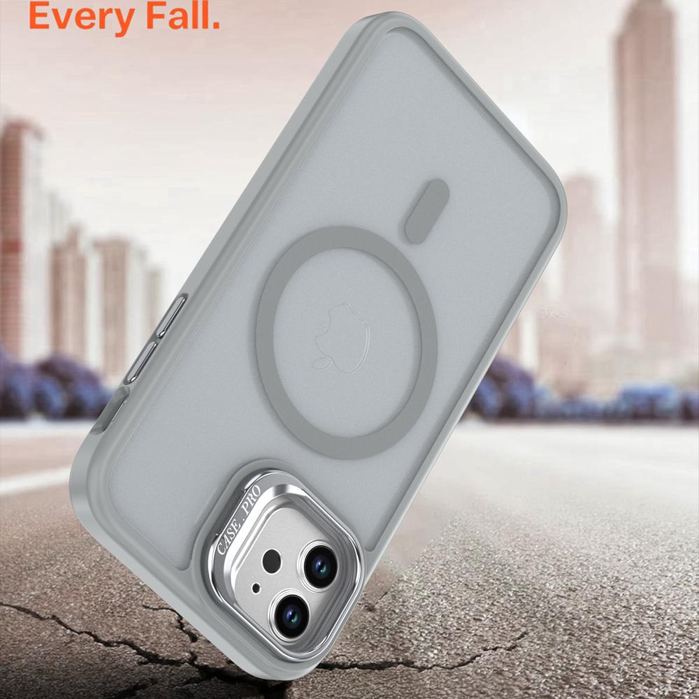 KEYSION Linsenständer Magnetische Handyhülle für MagSafe für iPhone 11 12 Pro Max 11 Pro Matt Durchscheinend Stoßfeste Rückseite
