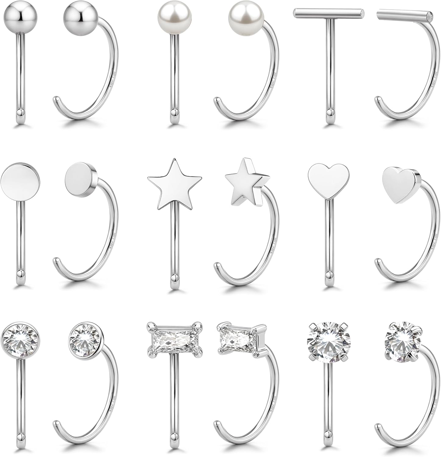 

Bobisty 9 Pairs 14K Gold Plated Half Hoop Earrings Cartilage Helix Open Earrings for Women 316L Stainless Steel Piercing Jewelry