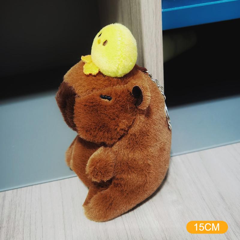 Cute Plush Capybara Keychain Cartoon Animals Toy Stuffed Soft Doll Plush Gift Kid Toys Doll Bag Hanging Ornaments Car Pendant