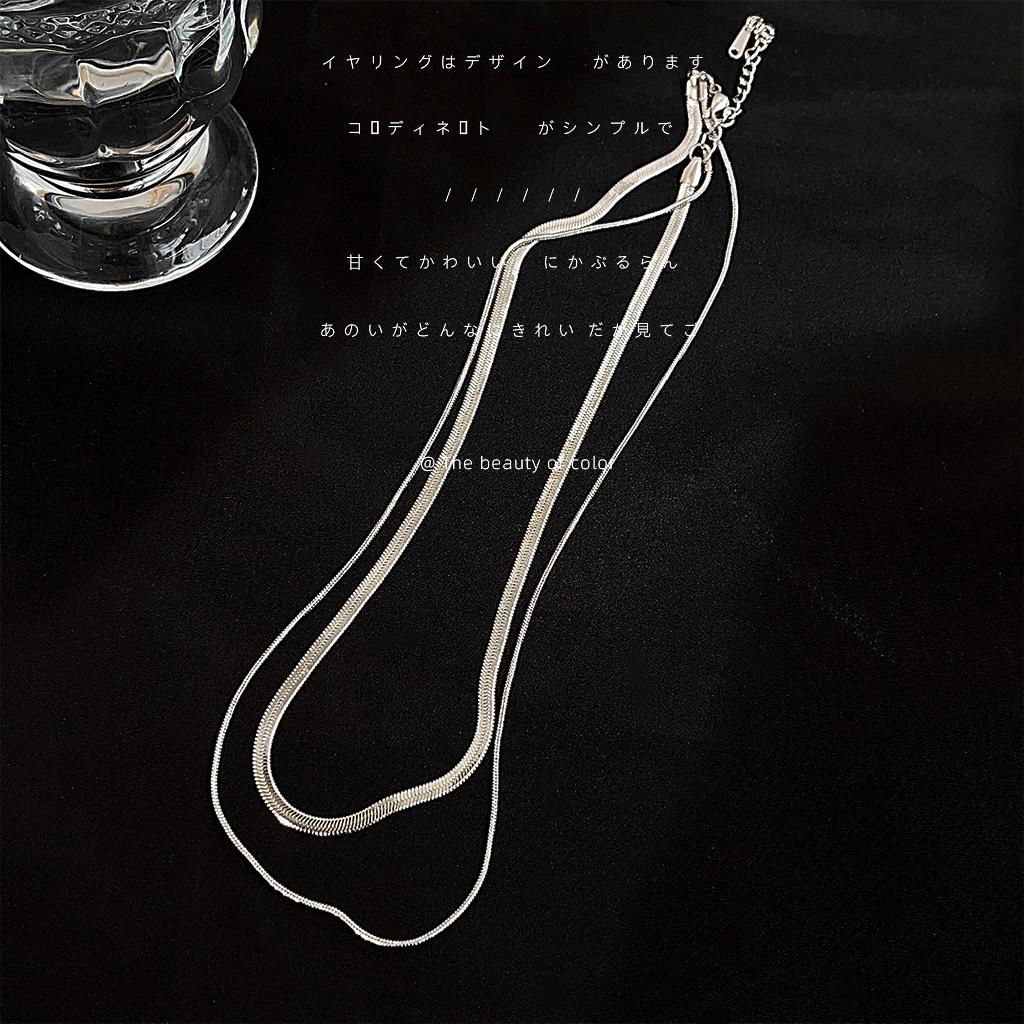 

ins titanium steel double-layer stacked with snake bone chain necklace fashionable neck chain non-fading necklace sweater chain