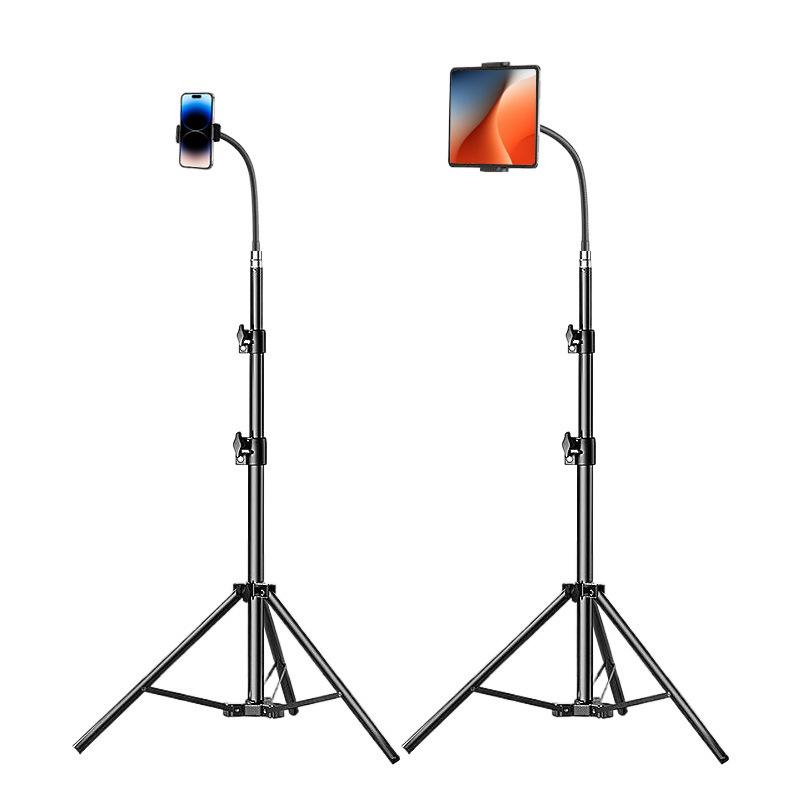 Foldable 2m Adjustable Live Broadcast Photography Tripod Stand for Mobile and Tablet with Integrated Soft Tube