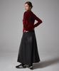 AWESOME STUDIO Flare Maxi Long Denim Skirt Black