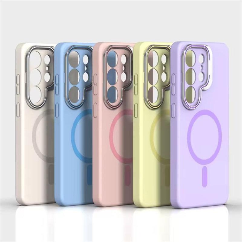 For Magsafe Liquid Silicone Case For Samsung Galaxy S26 S25 S24 S23 Ultra Edge Funda S25 Ultra Metal Lens Protect Magnetic Cover