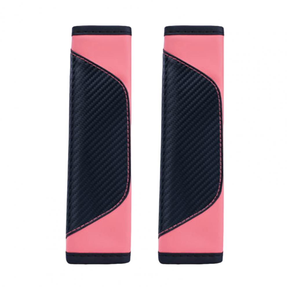 

2Pcs Car Seat Belt Cover Carbon Fiber Safety Belt Shoulder Guards Breathable Safety Harness Pad for Protecting Neck Shoulder рожевий