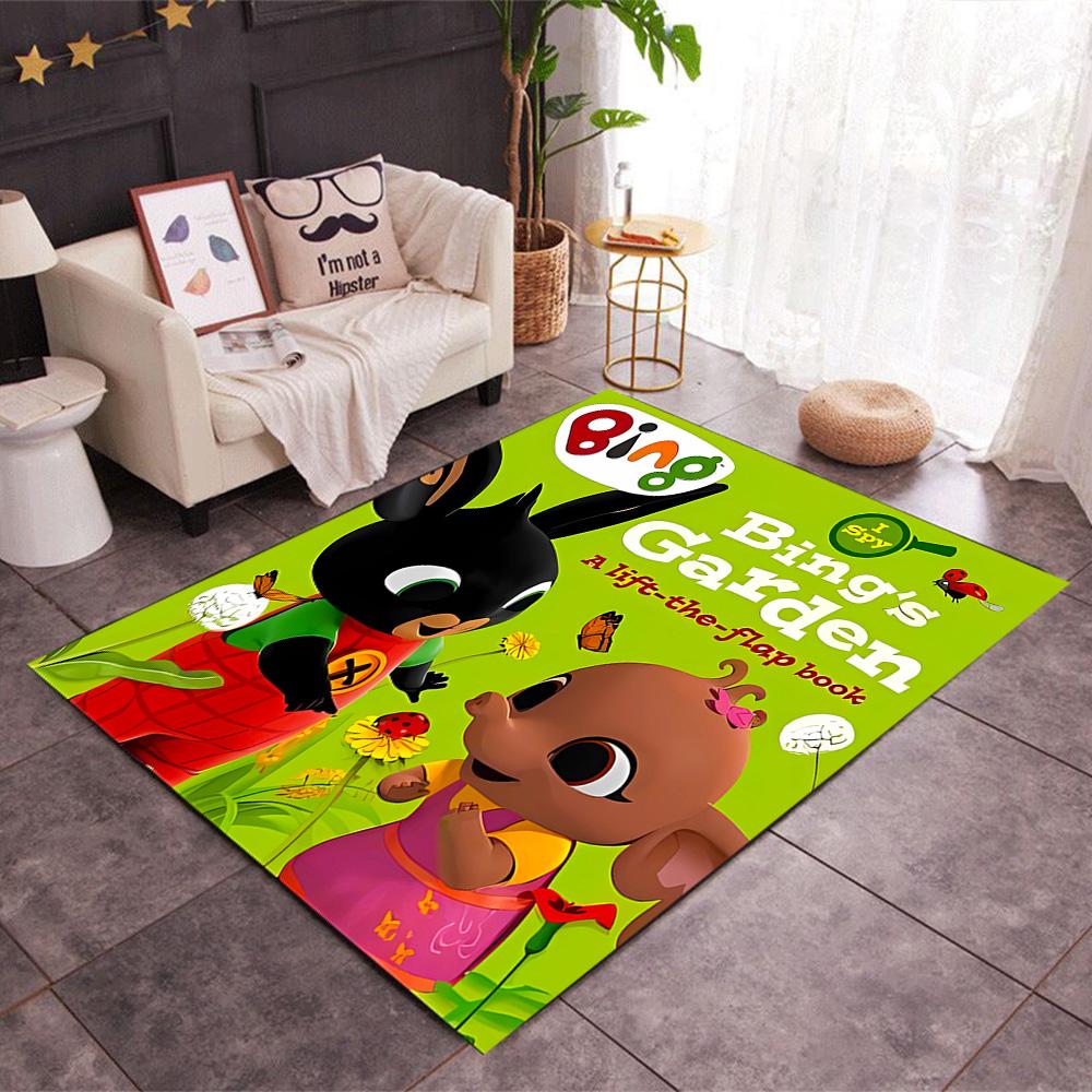 Bing's Birthday Celebration Themed Anti-Slip Rugs - Polyester Home Decor, Suitable for Bedrooms, Living Rooms, Doorways, Studios, and Decorations