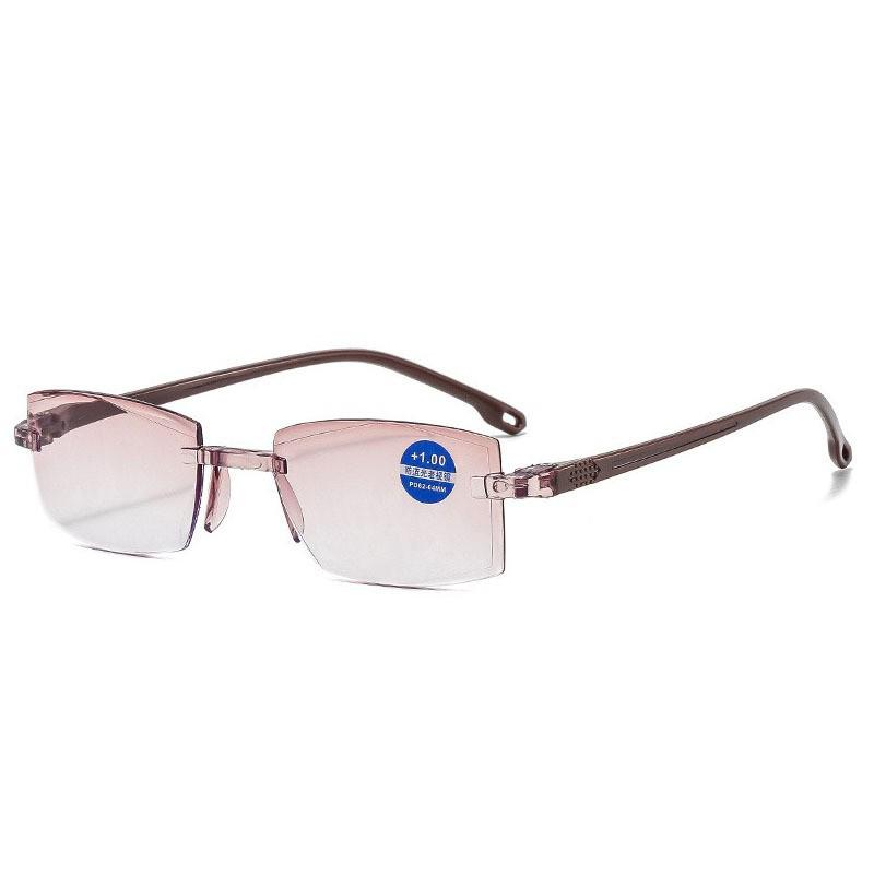 New 8035 Rimless Diamond-Edged Blue Light Blocking Fashion Reading Glasses