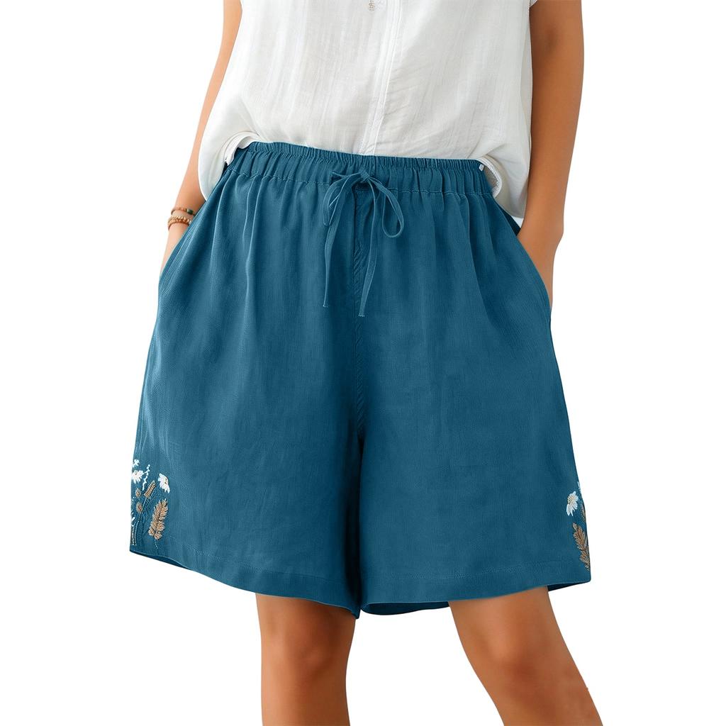 Women's High-Waist Versatile Comfortable Breathable Linen-Cotton Casual Shorts