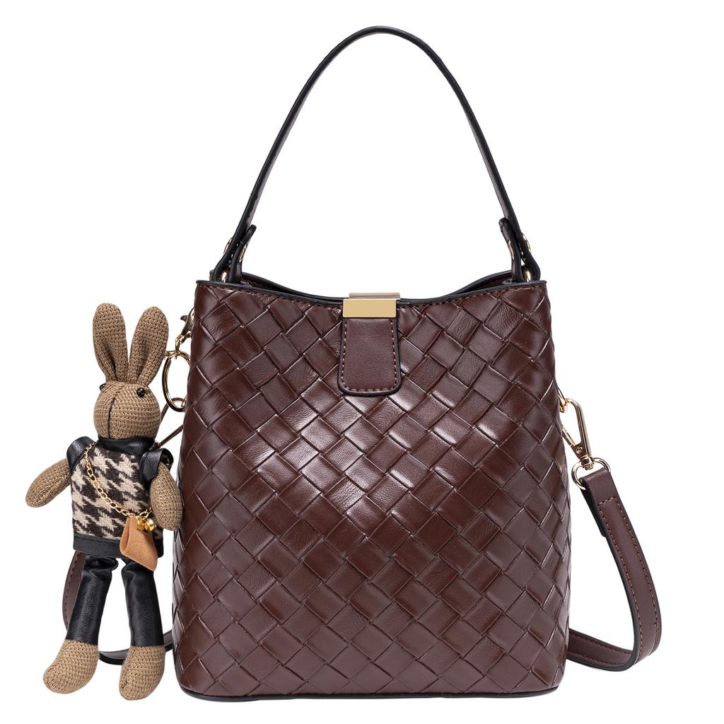 Fashion Versatile Woven Hand-held Women's Bag Niche High-end Sense Large Capacity Shoulder Crossbody Bucket Bag