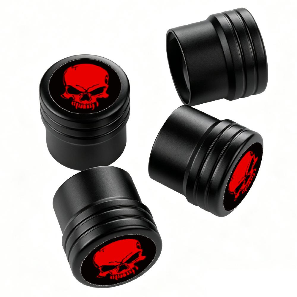 4PCS  Skull Tire Valve Stem Caps with O Rubber Ring Rustprood & Fade Resistant Metal Tire caps,Universal Fit for Cars/Trucks