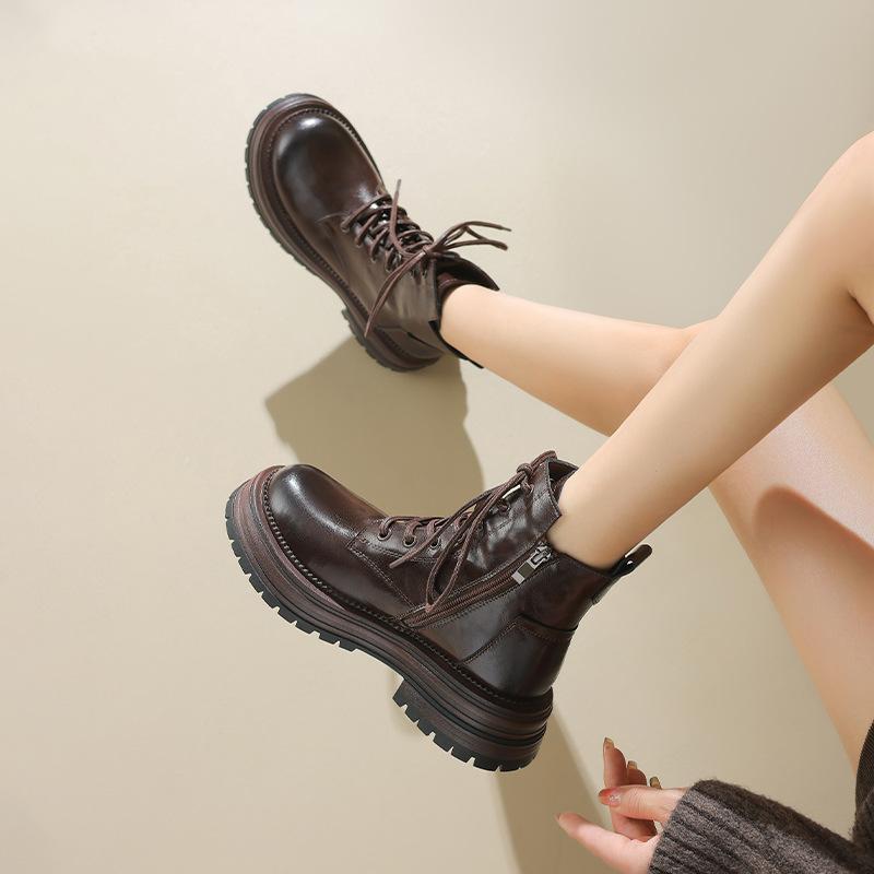 Augustine Martin Boots Women's 2025 New Autumn and Winter British Style with Skirt Platform Maillard Spring and Autumn Boots