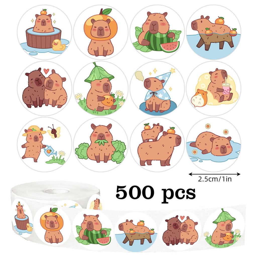 500pcs Leisure Cartoon Capybara Pvc Self-adhesive Sealing Gift DIY Sticker