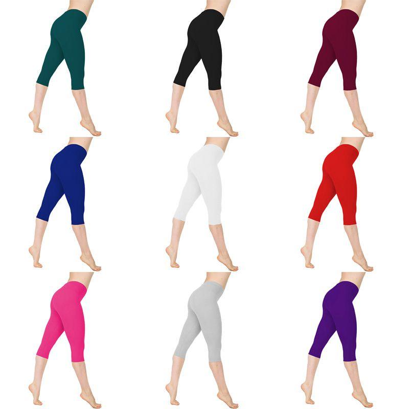 Womens Low Waist Yoga 34 Capri Pants Fitness Sports Gym Basic Leggings Shorts