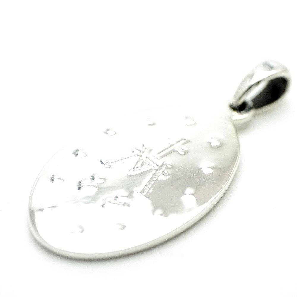 [Silver One] Hi Sterling Silver 925 Miraculous Medal of the Virgin Mary, Antique Oxidized Finish Pendant Top for Men (charm)