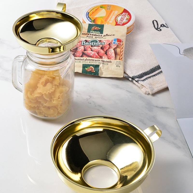 Gold Stainless Steel Wide Mouth Funnel for Jam, Beans, and Pickles