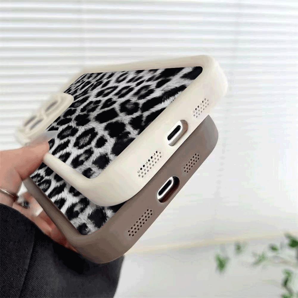 Black and White Leopard Print Phone Case for iPhone 16 15 14 13 12 11 Pro Max Plus Anti Scratch, Gel Flexible Protective