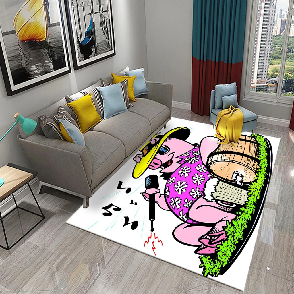 Cute Cartoon Pig Carpet Lovely Animal Floor Mat for Bathroom Decor Carpet Non-Slip for Living Room Kitchen Bedroom Doormat Mats