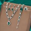 Luxury Crystal Teardrop Jewelry Set for Women Necklace Earrings Bracelet Ring 4 Piece Elegant Fashion Gift