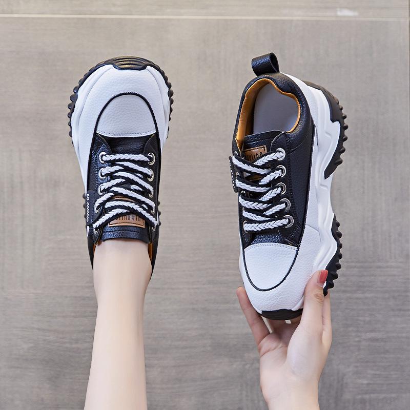 Inner Height Women's Autumn and Winter Thick-soled Muffins Daddy Shoes Small Casual Shoes Are Comfortable and Tall