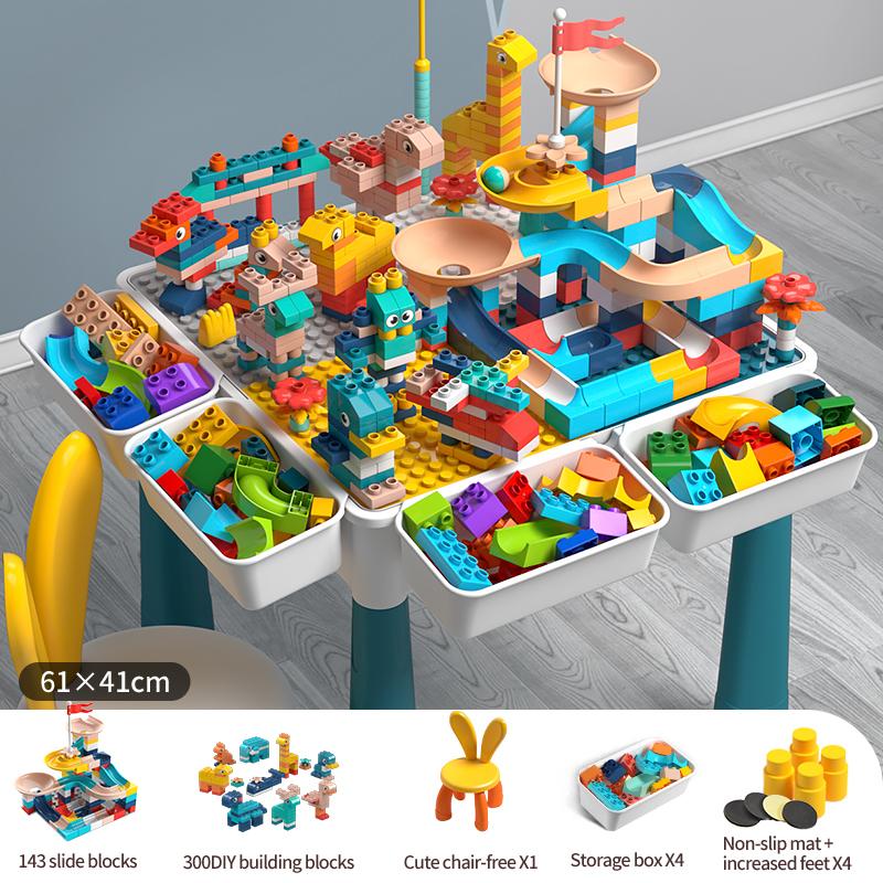 

ToylinX Двусторонняя детская активность с хранением Большой стол для игры с конструктором 6-в-1 Мультиигра Водный стол для еды для малыша