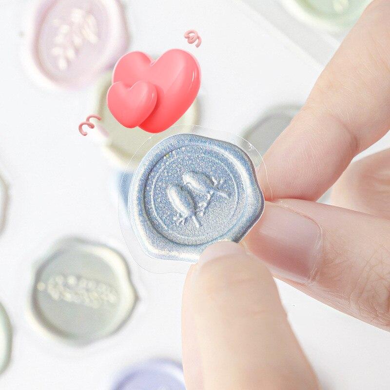 18pcs/20pcs Bag Wax Seals Stamp Sticker for Kid Vintage European Style Candy Color Sticker for Children DIY Decroative Scrapbook