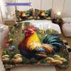 Rooster Pattern Bedding Quilt Set Quilt Cover Pillowcase Home Decoration Birthday Gift (1 * duvet cover + 2 * pillowcase, without core)