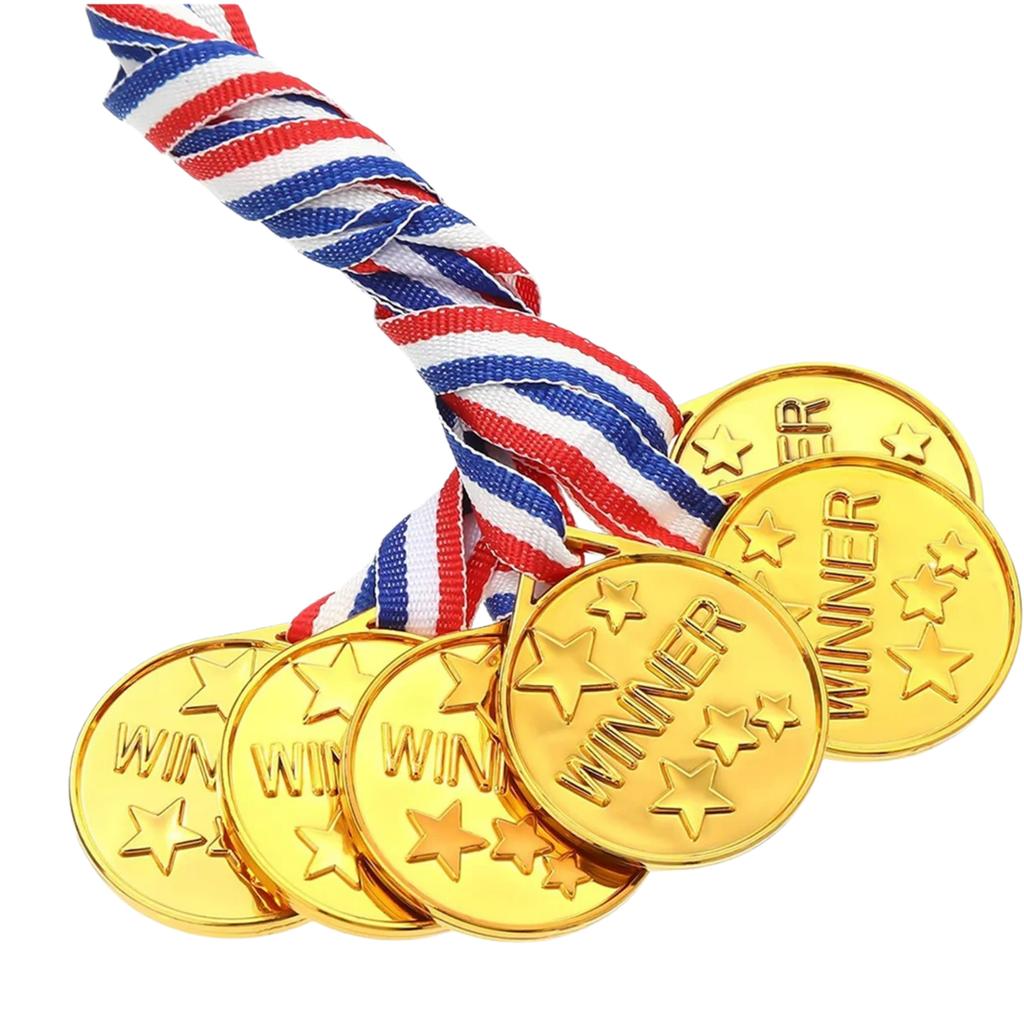 30Pcs Plastic Gold Winners Medals Trophy Children Game Sports Prize Awards Toys For Kids Birthday Party Favors Pinata Fillers
