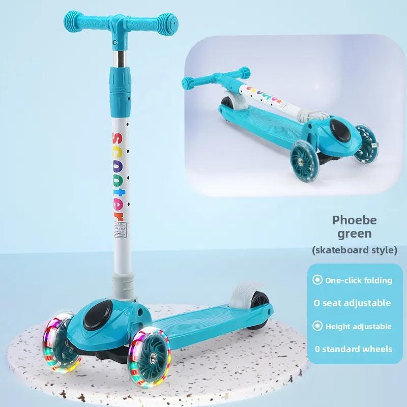 Children'S Scooter 3 In 1 Baby Scooter Can Slide Stand And Flash 3 Wheels Foldable Micro Scooter Boys And Girls 2-6 Years Old