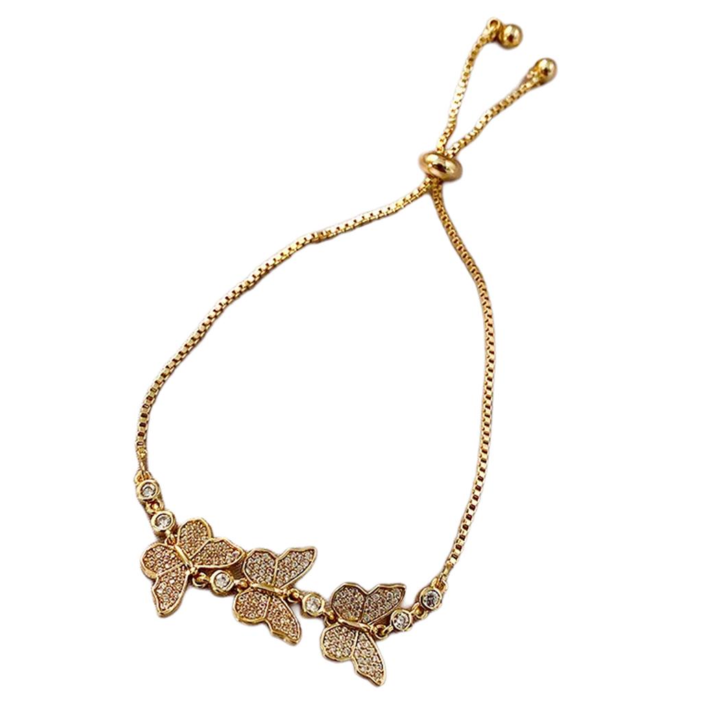 Elegant Butterfly Metal Bracelet Fashionable Hand Chain Wrist Adjustable Wedding Party Bracelets for Women and Girls