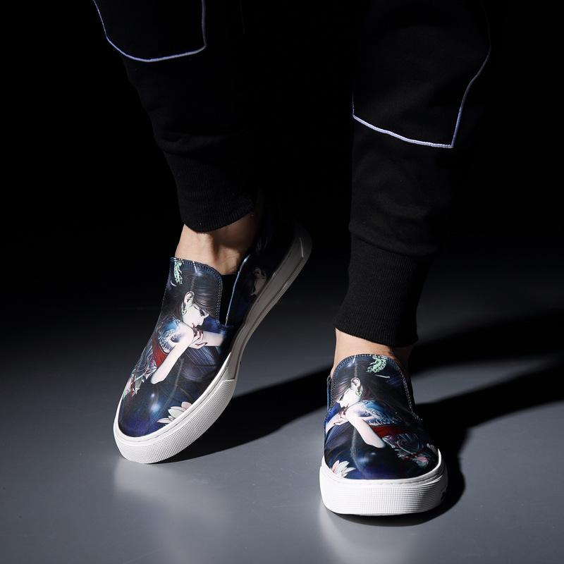 Slipper Herren Trend Casual Vielseitig Überschuhe Mode Mesh Druck Atmungsaktiv Board Schuhe Ein Pedal Lazy Herrenschuhe