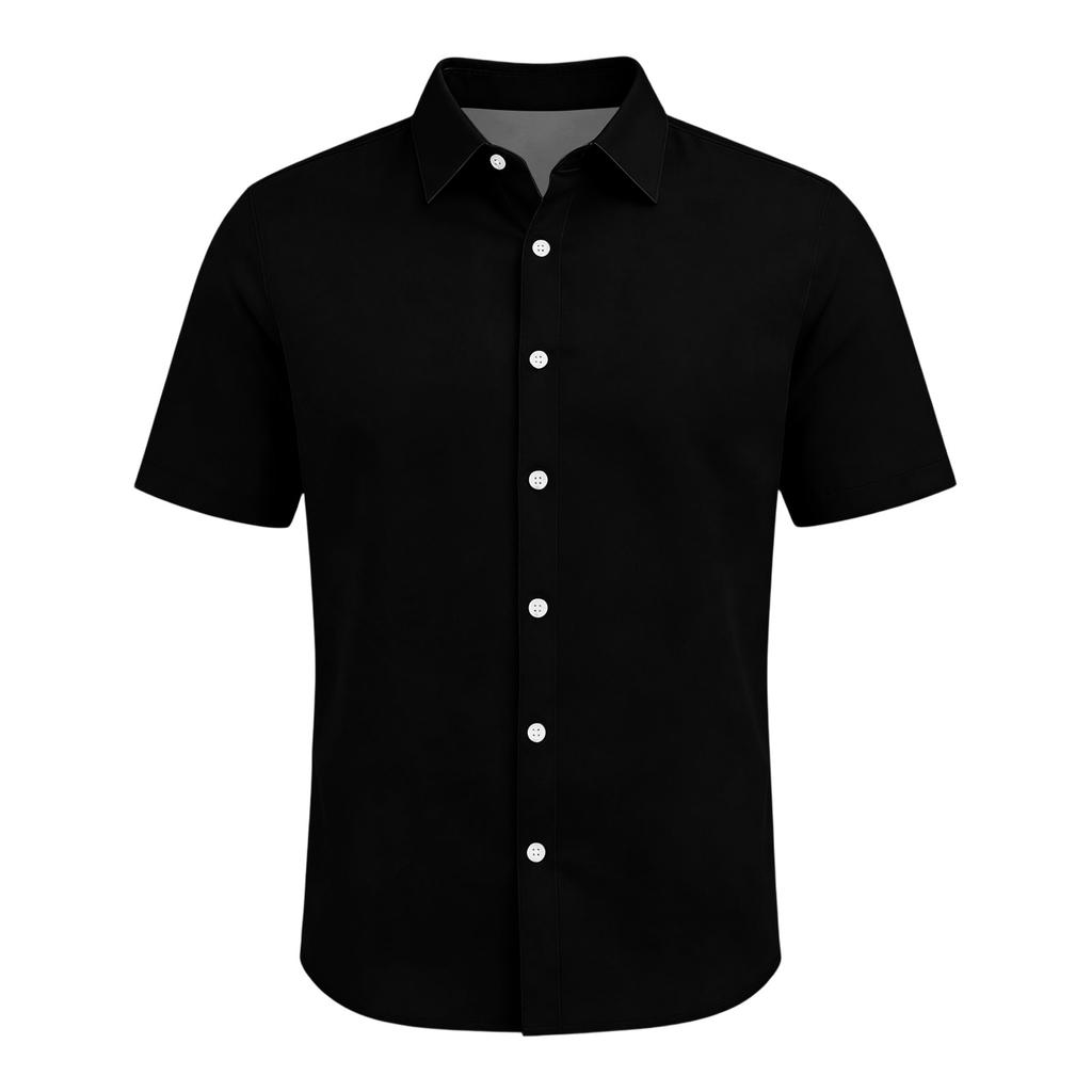 Men's Short Sleeve Button Down Shirt Casual Loose Fit Lightweight Summer Daily Shirt with Collar and Front Button Closure