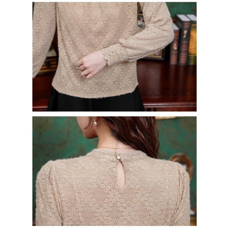 Thickened Lace Shirt, Stylish and Warm, Thick and Fashionable, with Down Thickened Base Shirt for Autumn and Winter, Inner Wear for Women.
