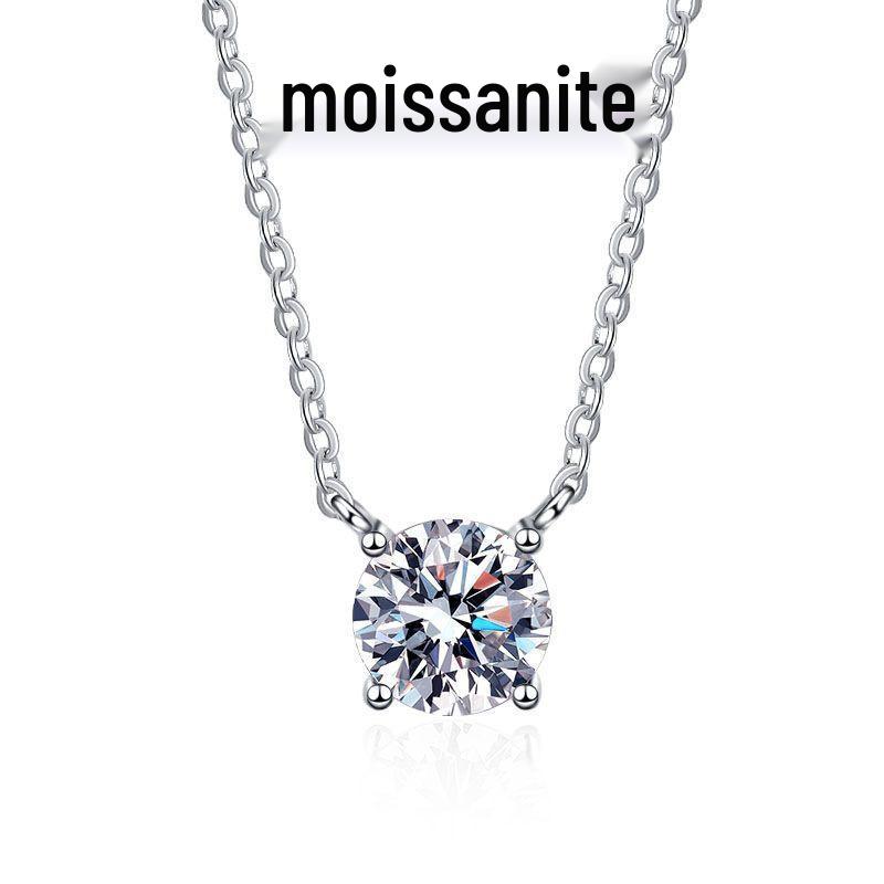 3 Carat Moissanite S925 Silver Four-Claw Pendant Necklace for Women