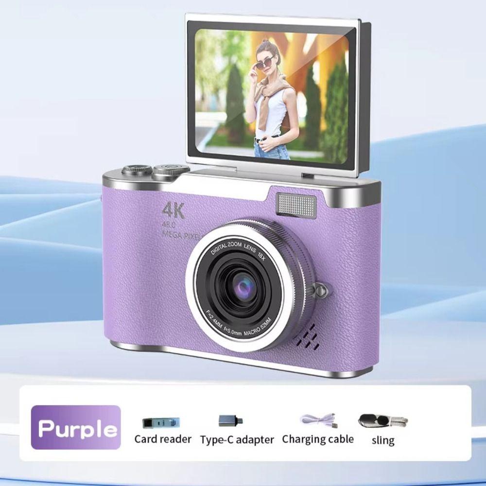 High-Definition Hd Digital Camera Flip Screen 4K 48Mp Kids Photography Toy 8X Digital Zoom Long Battery Life