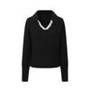 FivePlus Women's Slim Fit V-Neck Knit Sweater with Woven Chain Detail