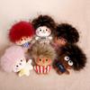 Funny Plush Keychain Cute Bag Charms with Pom Pom Hair Soft Stuffed Keyrings for Handbag Backpack Purse Accessory