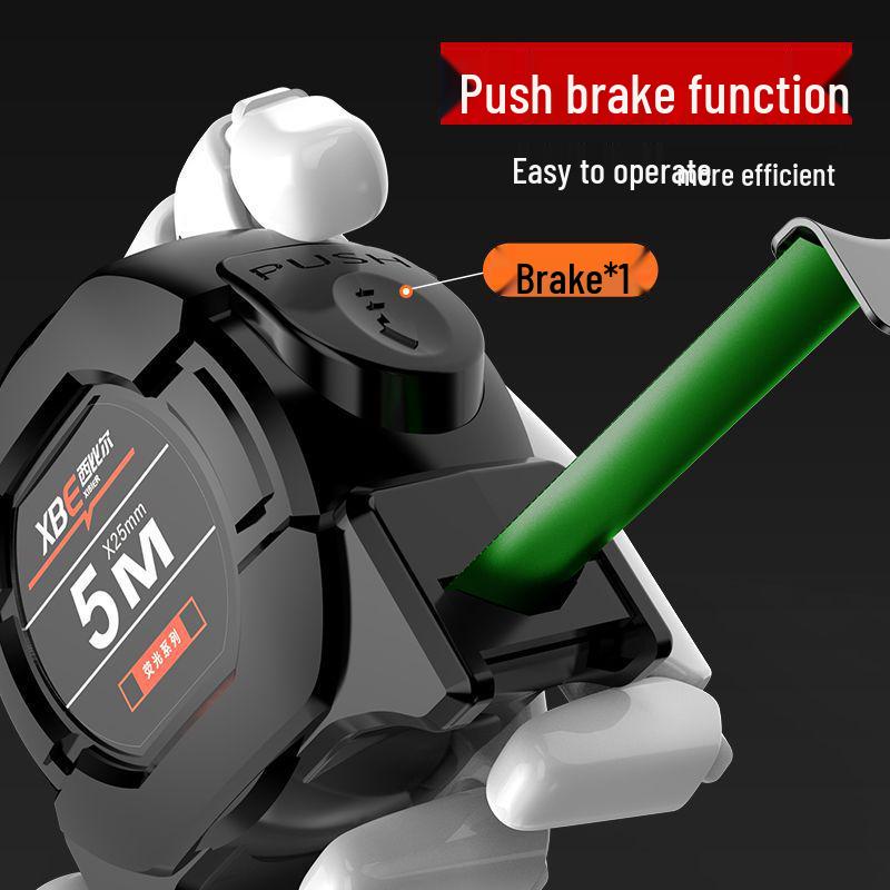 High-Precision Self-Locking Fluorescent Steel Tape Measure, 5m, Wear-Resistant Laser-Marked Black Gold Box.