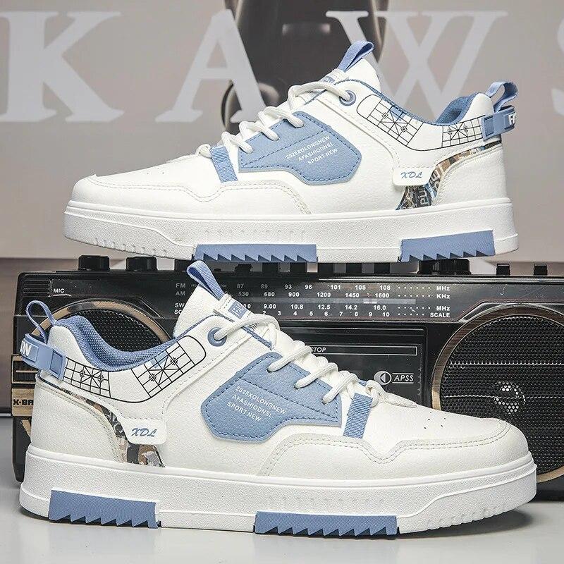 Hot Sale PU Leather Men Casual Sneakers Lace Up Fashion Flat Spring Autumn Breathable Comfortable High Quality Outdoor Footwear