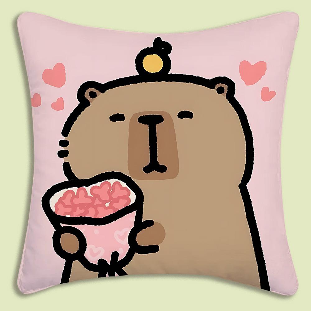Pillow Covers Cartoon Capybara Sofa Decorative Home Double-sided Printing Short Plush Cute Cushion Cover